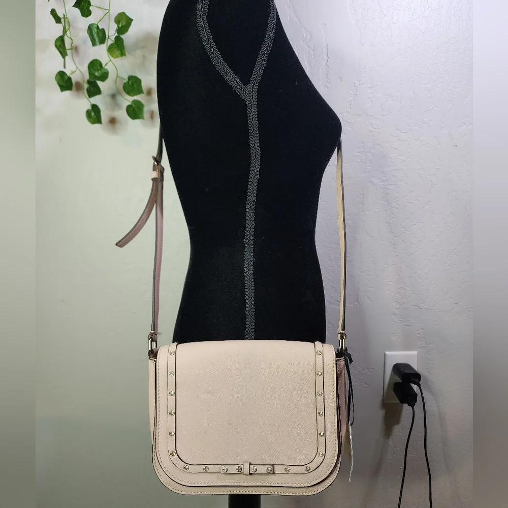 Kate Spade New York Laurel Way Jeweled‎ Saffiano Pink Cream Crossbody